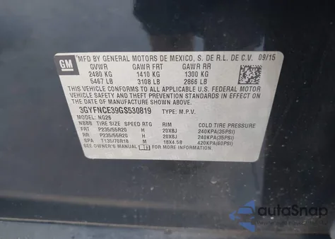 2016 Cadillac Srx Performance Collection from USA, damaged, VIN 3GYFNCE39GS530819